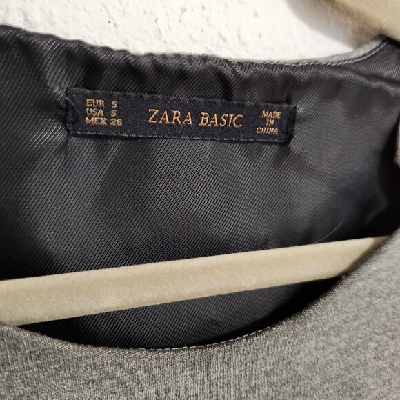 ZARA Basic | Gray Professional Midi Dress Pockets Small - Picture 4 of 7